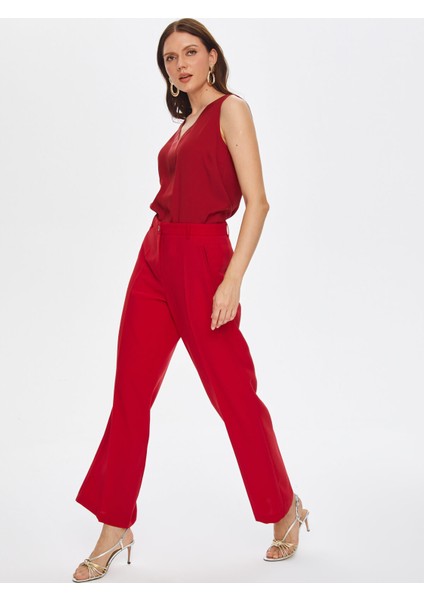 Wıde Leg Fıt Şık Krep Pantolon 69473
