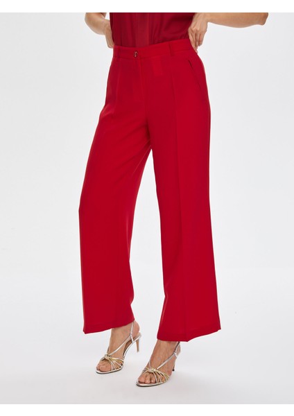 Wıde Leg Fıt Şık Krep Pantolon 69473