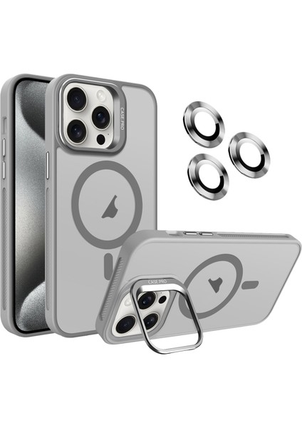 Apple iPhone 16 Pro Kılıf Alp Kamera Lensli Standlı Mat Buzlu Kapak