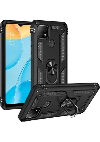 Oppo A15S Kılıf Vega Yüzüklü Standlı + Ekran Koruyucu