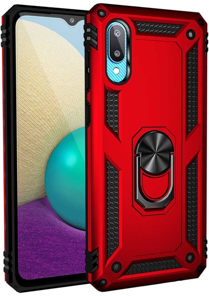 Samsung Galaxy A02 Kılıf Vega Yüzüklü Standlı + Ekran Koruyucu