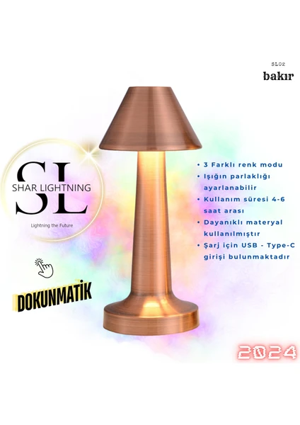 Shar Lightning Dokunmatik LED Masa Lambası