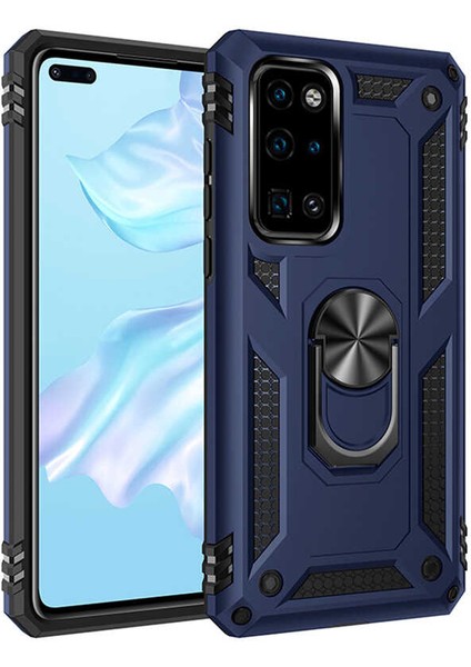 Huawei P40 Kılıf Vega Yüzüklü Standlı + Ekran Koruyucu