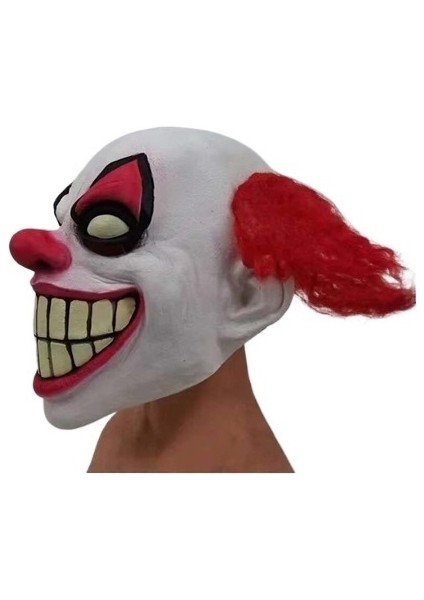 Şeytan Palyaço Büyük Ağız Lateks Maske Korkunç Kırmızı Burun Saç Palyaço Maskesi Cosplay (Yurt Dışından) modelleri
