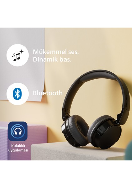 TAH3209 Kablosuz Kulak Üstü Kulaklık Dinamik Bas, Bluetooth, Çok Noktalı Bağlantı 25 Saat Kullanım Süresi Siyah