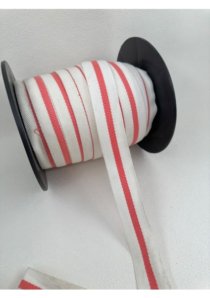3 cm Çizgili Grogren Şerit-(Beyaz-Pembe) fırsatları