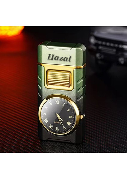Kişiye Özel Isim Baskılı Metal Rüzgar Geçirmez Saatli Gazlı Tasarım Çakmak