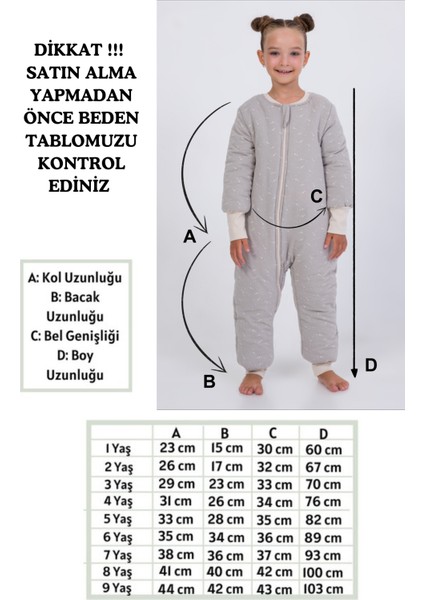 Kız Erkek Çocuk Kalın Elyaf Dolgulu Premium Kalite 2.5 Tog Desenli Uyku Tulumu