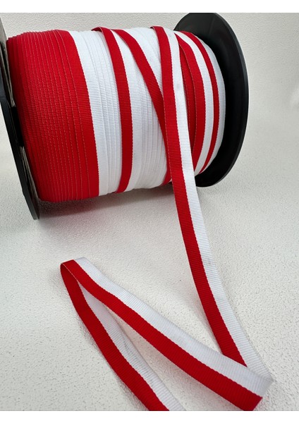 1.5 cm Çizgili Grogren Şerit-5 Metre(Kırmızı-Beyaz) fiyatları