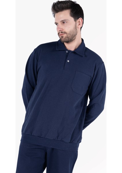 Yıldırımlar İki İplik Polo Yaka Cepli Sweatshirt modelleri