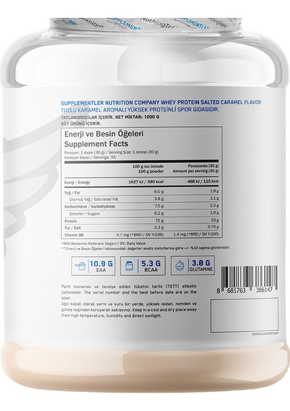 Supplementler.com Whey Protein 1000 gr - Tuzlu Karamel