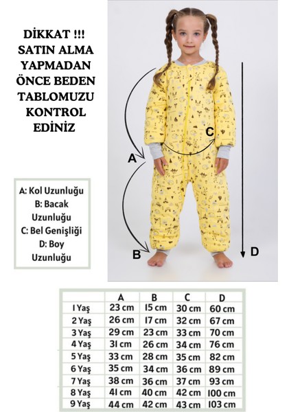 Kız Erkek Çocuk Kalın Elyaf Dolgulu Premium Kalite 2.5 Tog Desenli Uyku Tulumu fiyatları