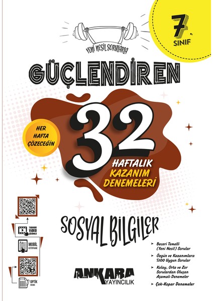 Ankara Yayıncılık 7. Sınıf Güçlendiren 32 Haftalık Sosyal Bilgiler Kazanım Denemeleri 2024-2025 Güncel Baskı