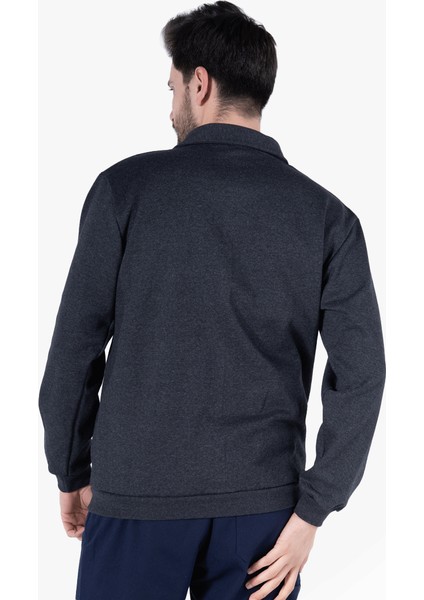 Yıldırımlar İki İplik Polo Yaka Cepli Sweatshirt