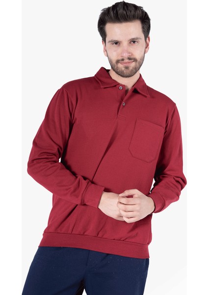 Yıldırımlar İki İplik Polo Yaka Cepli Sweatshirt