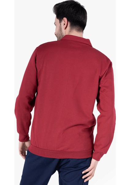 Yıldırımlar İki İplik Polo Yaka Cepli Sweatshirt