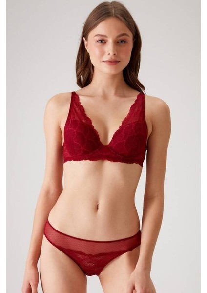 Dolgulu Bralet Sütyen Takım Bordo