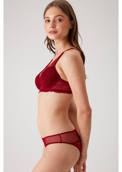 Dolgulu Bralet Sütyen Takım Bordo