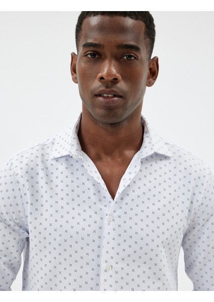 Slim Fit Gömlek Uzun Kollu Pamuk Karışımlı