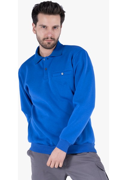 Yıldırımlar 3 İplik Polo Yaka Fleto Cepli Sweatshirt