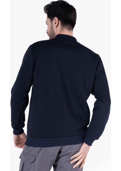 Yıldırımlar 3 İplik Polo Yaka Fleto Cepli Sweatshirt