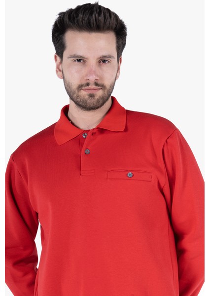 Yıldırımlar 3 İplik Polo Yaka Fleto Cepli Sweatshirt