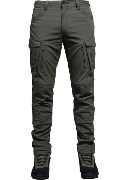 The Biker Jeans Truva Cargo Khaki Korumalı Motosiklet Pantolonu