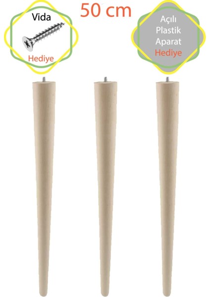 Ahşap Ham Ayak 50 cm 4/'lü Set Kütük Masa Orta Sehpa Zigon Ayağı