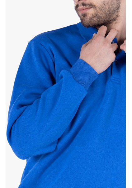 Yıldırımlar 3 İplik Polo Yaka Fleto Cepli Sweatshirt