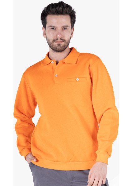 Yıldırımlar 3 İplik Polo Yaka Fleto Cepli Sweatshirt