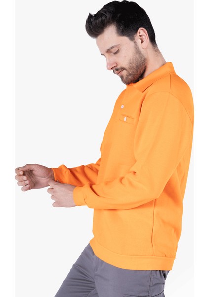 Yıldırımlar 3 İplik Polo Yaka Fleto Cepli Sweatshirt