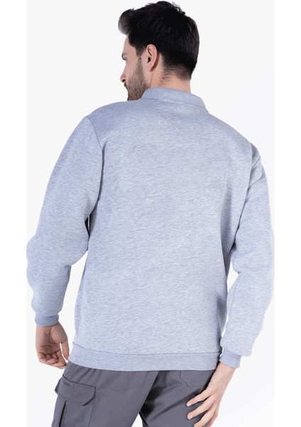 Yıldırımlar 3 İplik Polo Yaka Fleto Cepli Sweatshirt