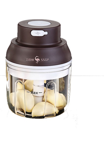 USB Yeniden Yüklenebilir Elektrik Garlic Chopper 250ML Mini Helikopter 304 Beyaz Çelik Blade Portable Electric Mini Food Chopper For Garlic Ginger Monion Chili (Yurt Dışından)