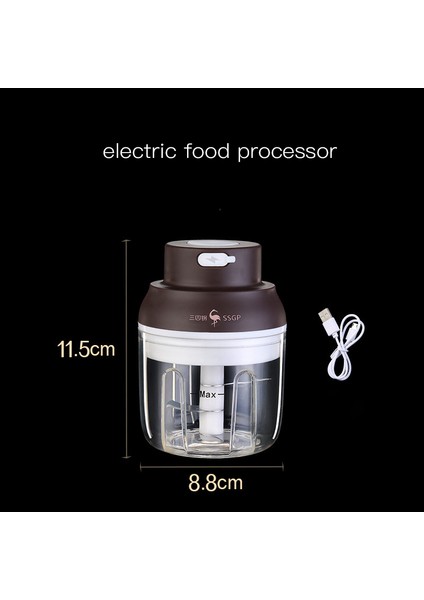 USB Yeniden Yüklenebilir Elektrik Garlic Chopper 250ML Mini Helikopter 304 Beyaz Çelik Blade Portable Electric Mini Food Chopper For Garlic Ginger Monion Chili (Yurt Dışından)