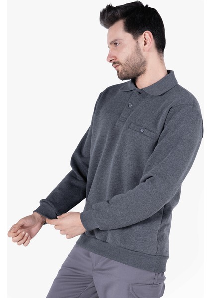 Yıldırımlar 3 İplik Polo Yaka Fleto Cepli Sweatshirt modelleri