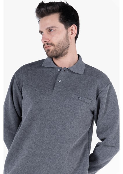 Yıldırımlar 3 İplik Polo Yaka Fleto Cepli Sweatshirt modelleri