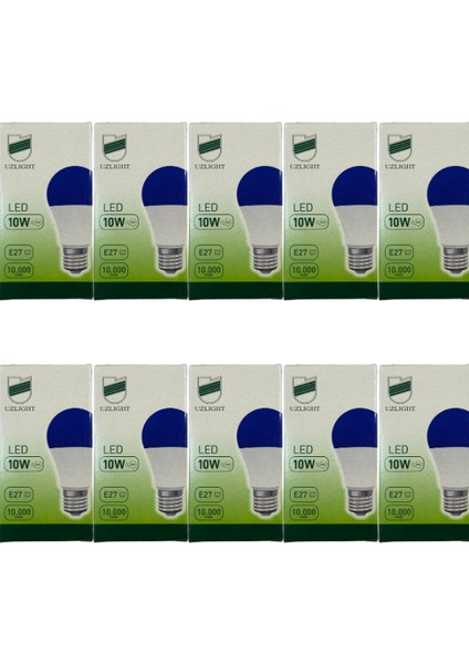 10W(75W) 11000K (Mavi Işık) E27 Duylu LED Ampul (10 Adet)