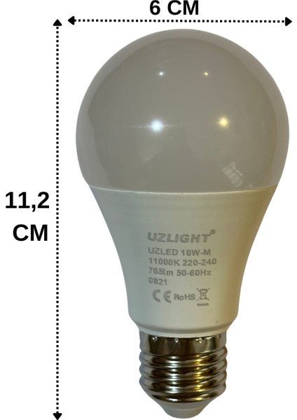 10W(75W) 11000K (Mavi Işık) E27 Duylu LED Ampul (10 Adet)