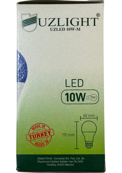 10W(75W) 11000K (Mavi Işık) E27 Duylu LED Ampul (10 Adet)