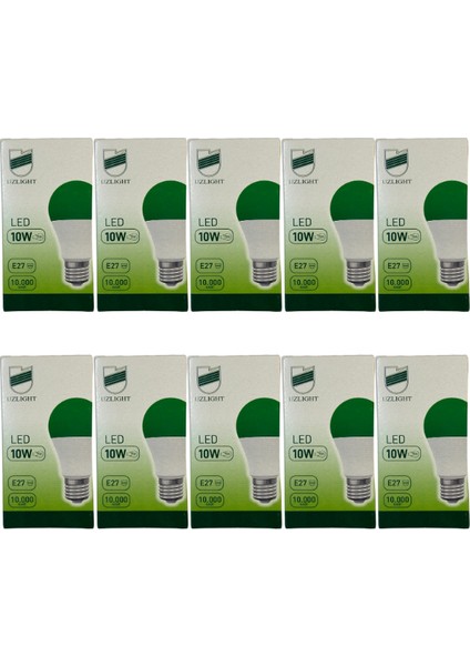 10W(75W) 8200K (Yeşil Işık) E27 Duylu LED Ampul (10 Adet)