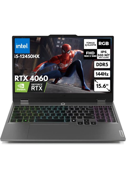 Loq 15IAX9 I5-12450HX 8 GB 4 Tbssd RTX4060 (105W) 15.6" Fhd Freedos Gaming (Oyuncu) Notebook 3GS007XTR BT11