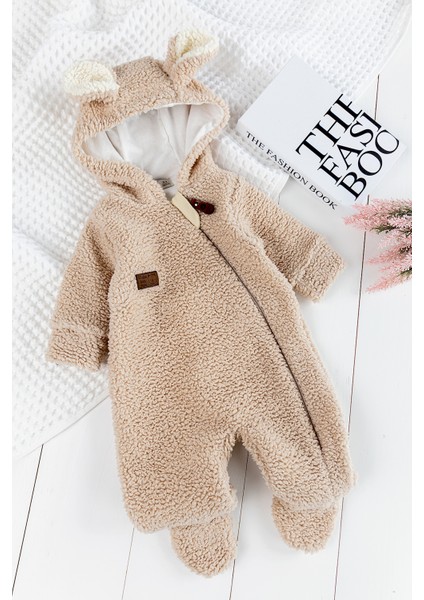 Kapüşonlu Welsoft Peluş Kışlık Kız/erkek Bebek Tulum