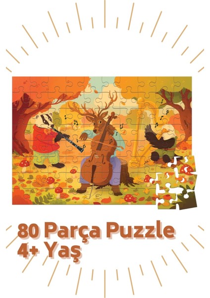 80-96-96 Parça Puzzle 3'lü Set Orkestra - Çufçuf Tren - Inşaat