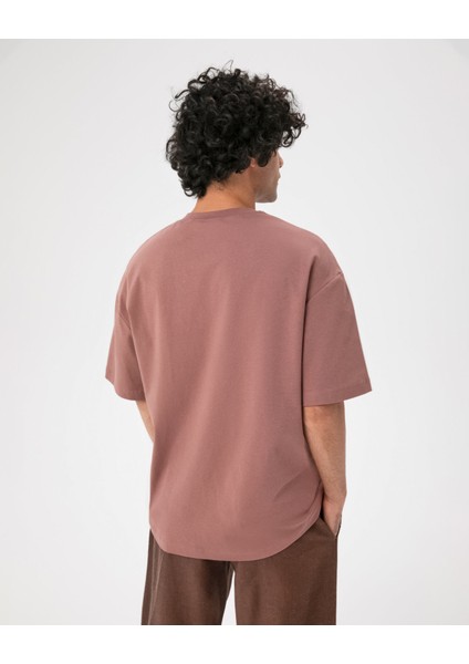 Ayma Active Pembe Organik Pamuk Kısa Kollu Erkek Oversize T-shirt