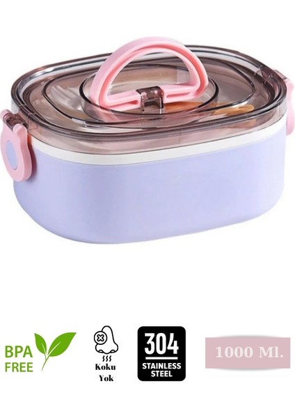 Portable Lunch Box Tek Katlı Paslanmaz Çelik Kolay Kilitlenir Sefer Tası – 1000 ml