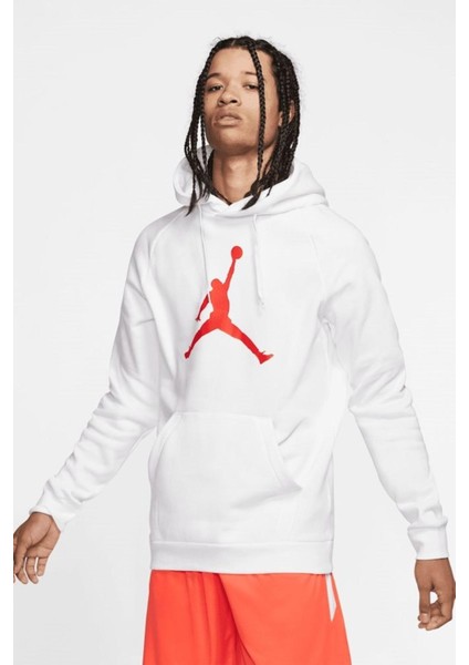 Mens Jordan Jumpman Logo Hoodie Erkek Şardonlu Kapüşonlu Sweatshirt Beyaz