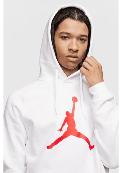 Mens Jordan Jumpman Logo Hoodie Erkek Şardonlu Kapüşonlu Sweatshirt Beyaz modelleri