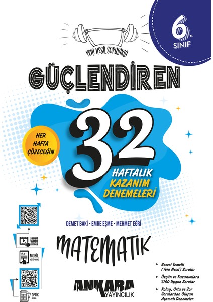 6. Sınıf Güçlendiren 32 Haftalık Matematik Kazanım Denemeleri 2024-2025 Güncel Baskı