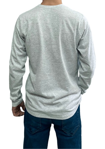 Gri Unisex No Standart Uzun Kollu Polyester Karışımlı T-Shirt modelleri