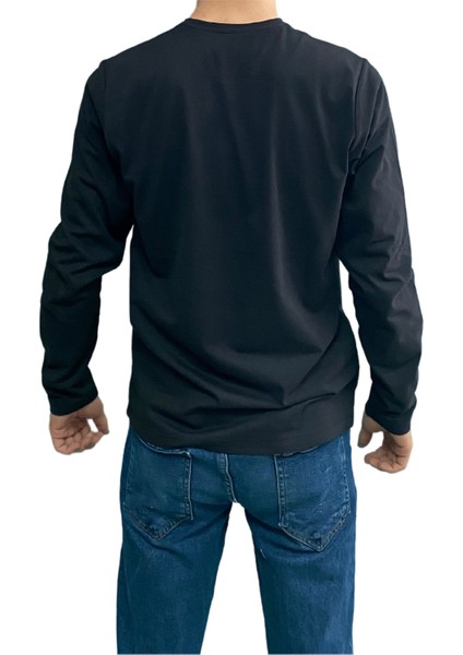 Siyah Unisex No Standart Uzun Kollu Likralı T-Shirt modelleri